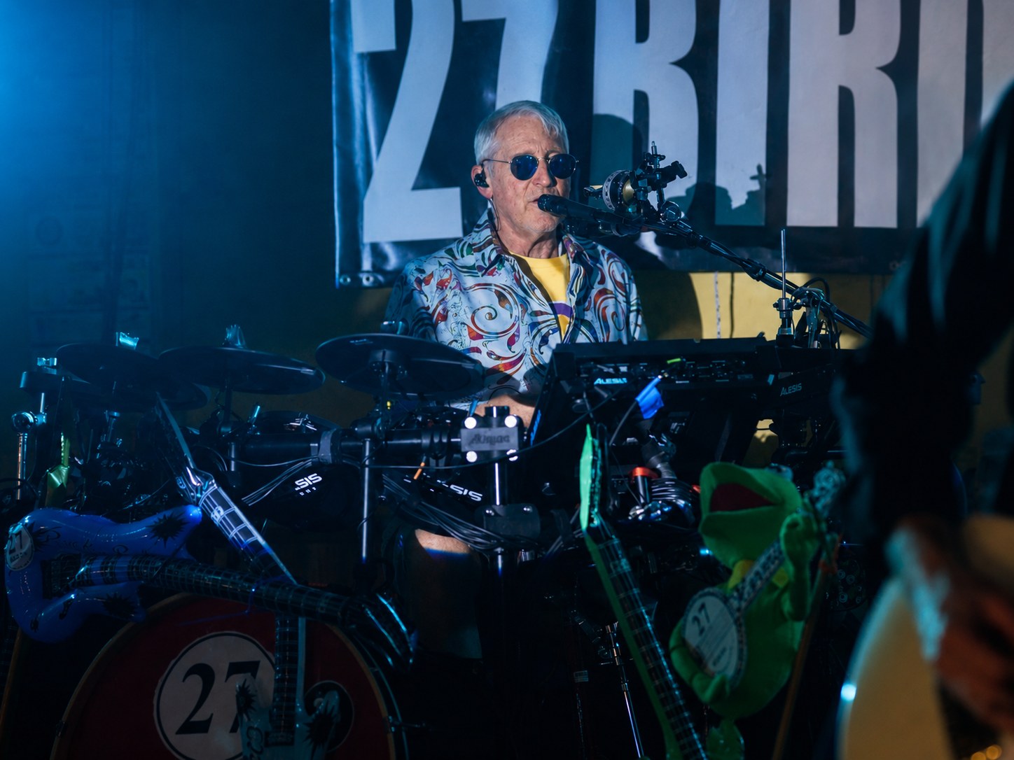 James performing with 27 Birds